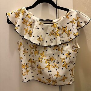 Zara Yellow and White Floral Blouse